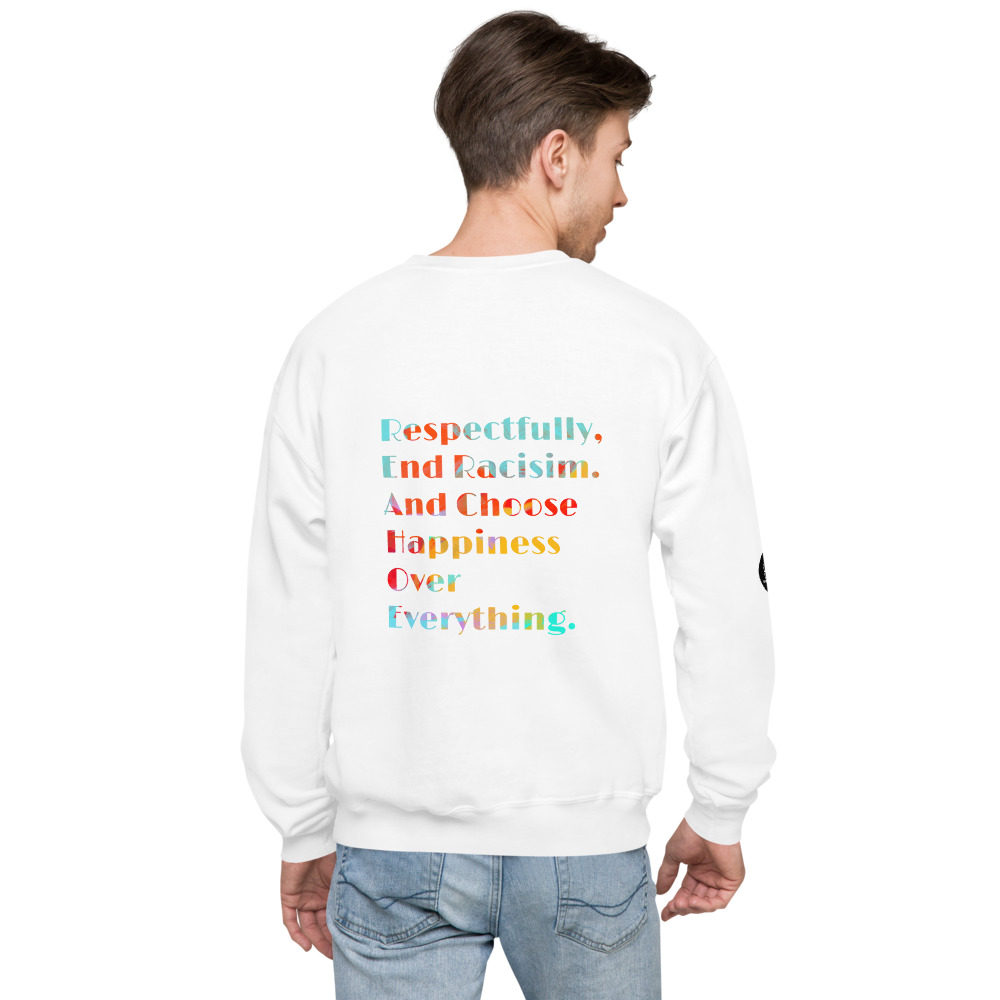 End Racism White Unisex fleece sweatshirt - Image 5