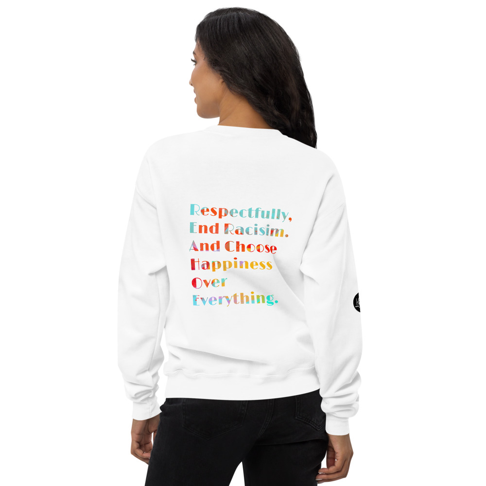 End Racism White Unisex fleece sweatshirt - Image 10