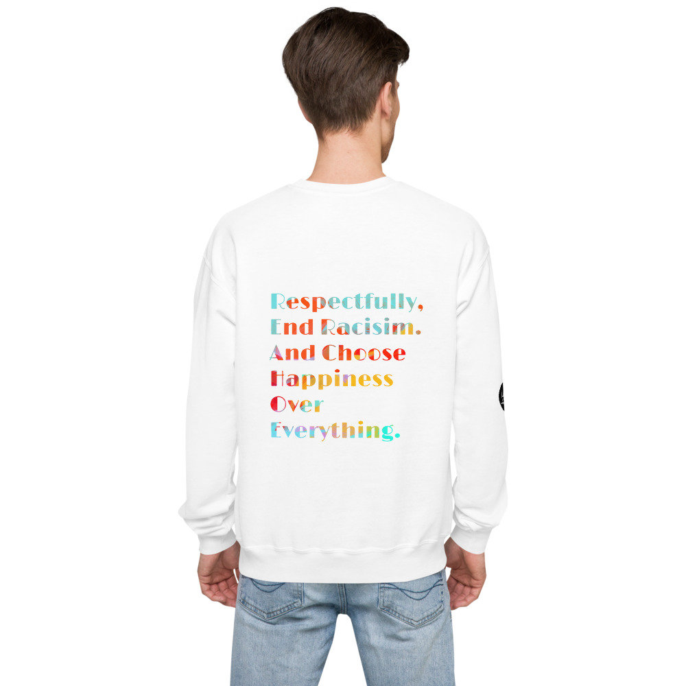 End Racism White Unisex fleece sweatshirt - Image 4