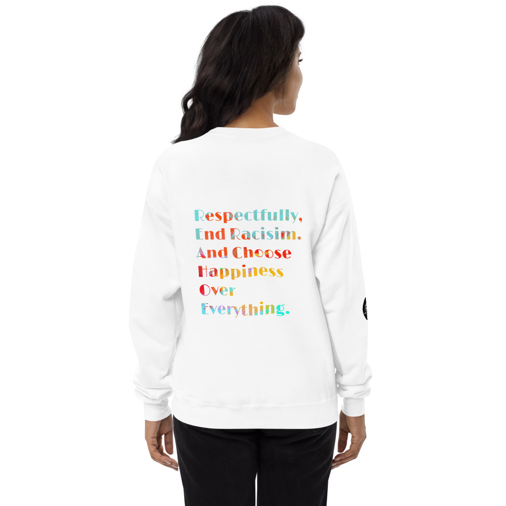 End Racism White Unisex fleece sweatshirt - Image 11