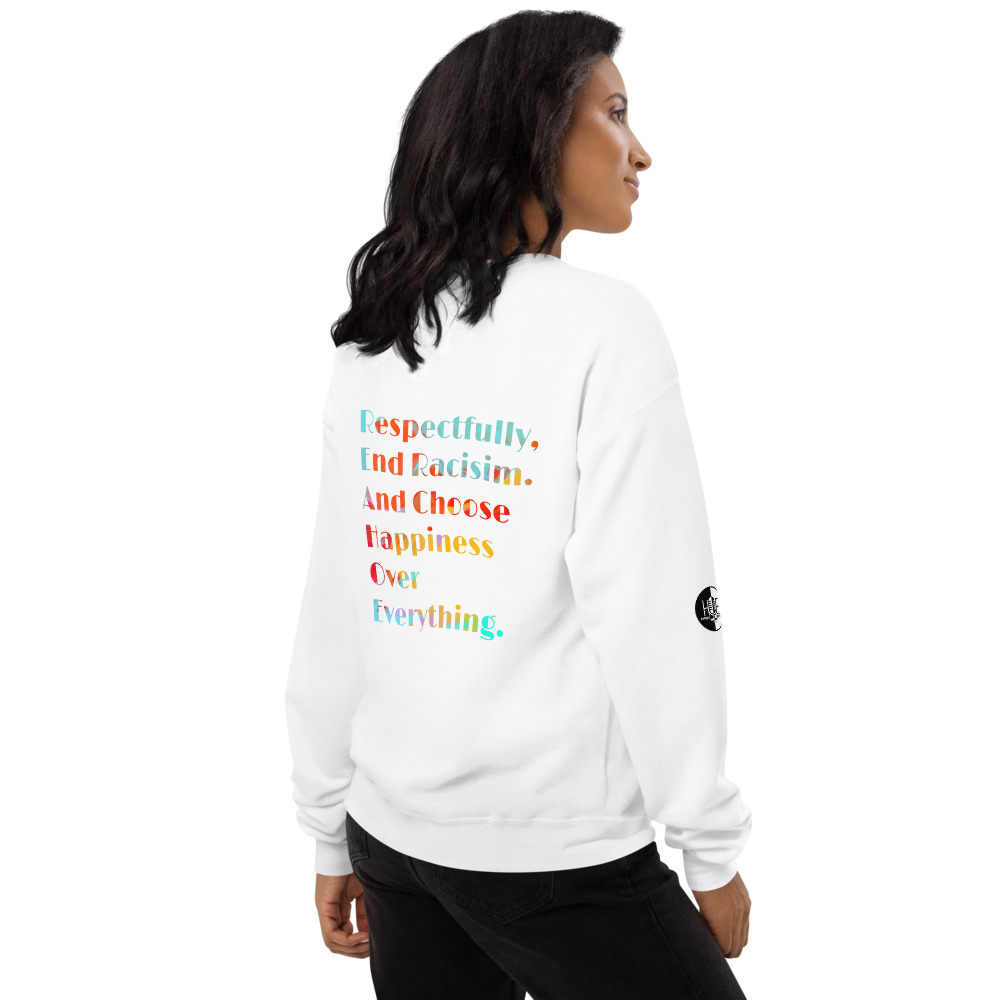 End Racism White Unisex fleece sweatshirt - Image 9