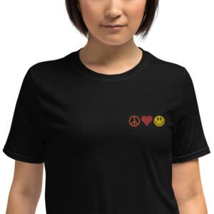 Peace, Love & Happiness Short-Sleeve Unisex T-Shirt