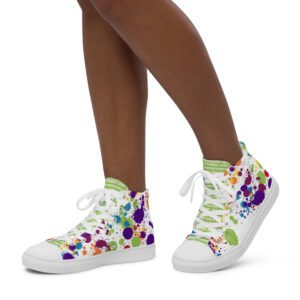 SOUL Chakras Paint Splatter Women’s High Top Canvas Shoes White and Green