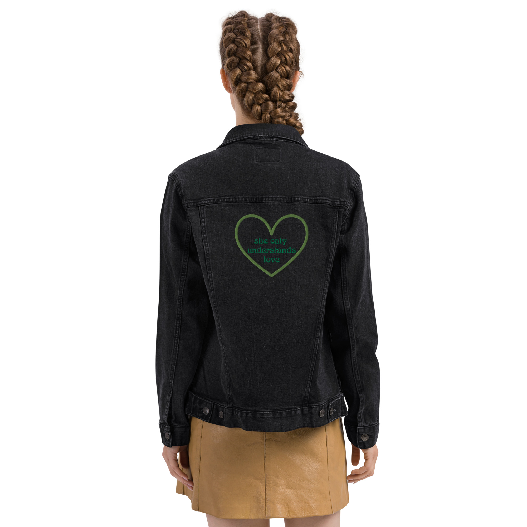 Unisex She Only Understand Love Denim Jacket